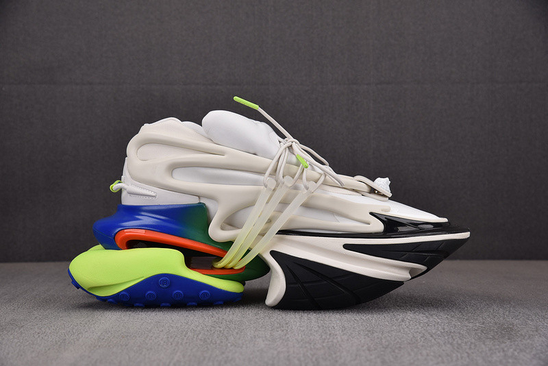 BALMAIN NEOPRENE AND LEATHER UNICORN LOW-TOP SNEAKERS