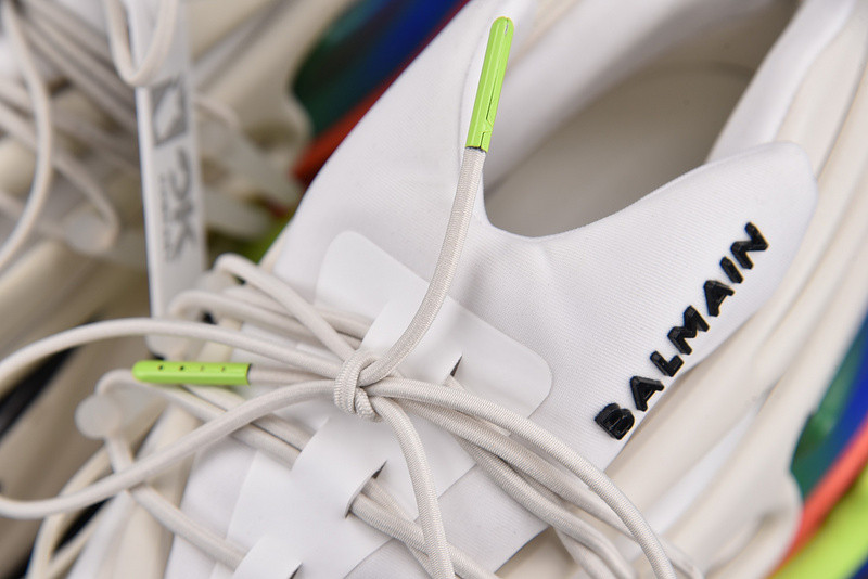 BALMAIN NEOPRENE AND LEATHER UNICORN LOW-TOP SNEAKERS