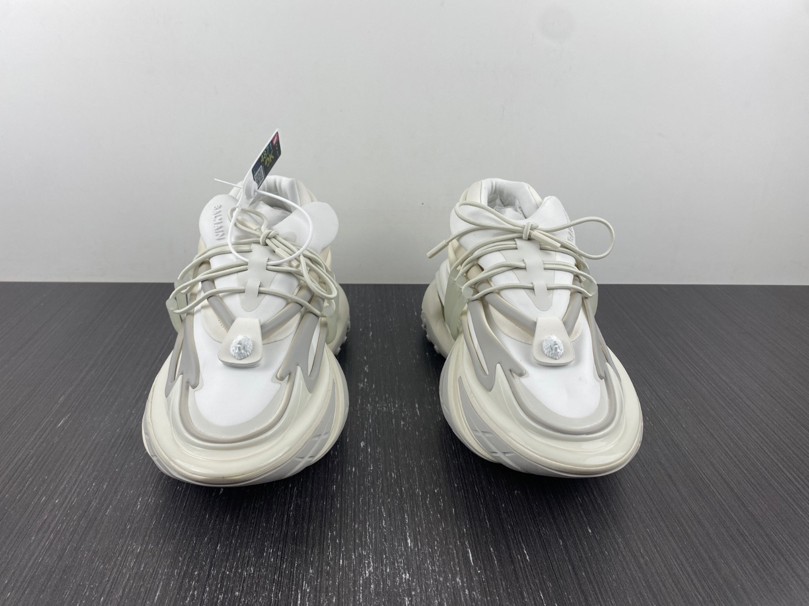 BALMAIN NEOPRENE AND LEATHER UNICORN LOW-TOP SNEAKERS