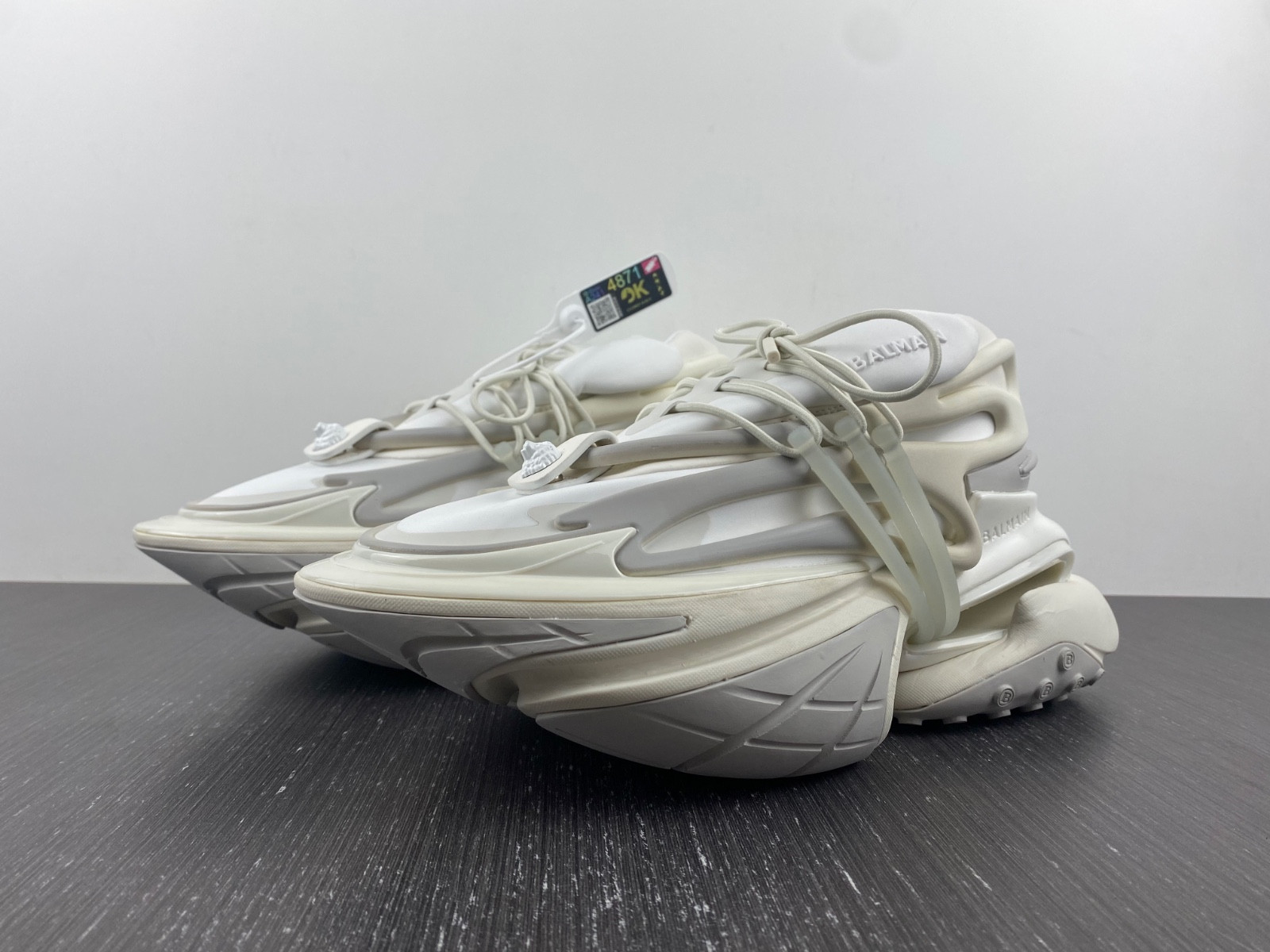 BALMAIN NEOPRENE AND LEATHER UNICORN LOW-TOP SNEAKERS