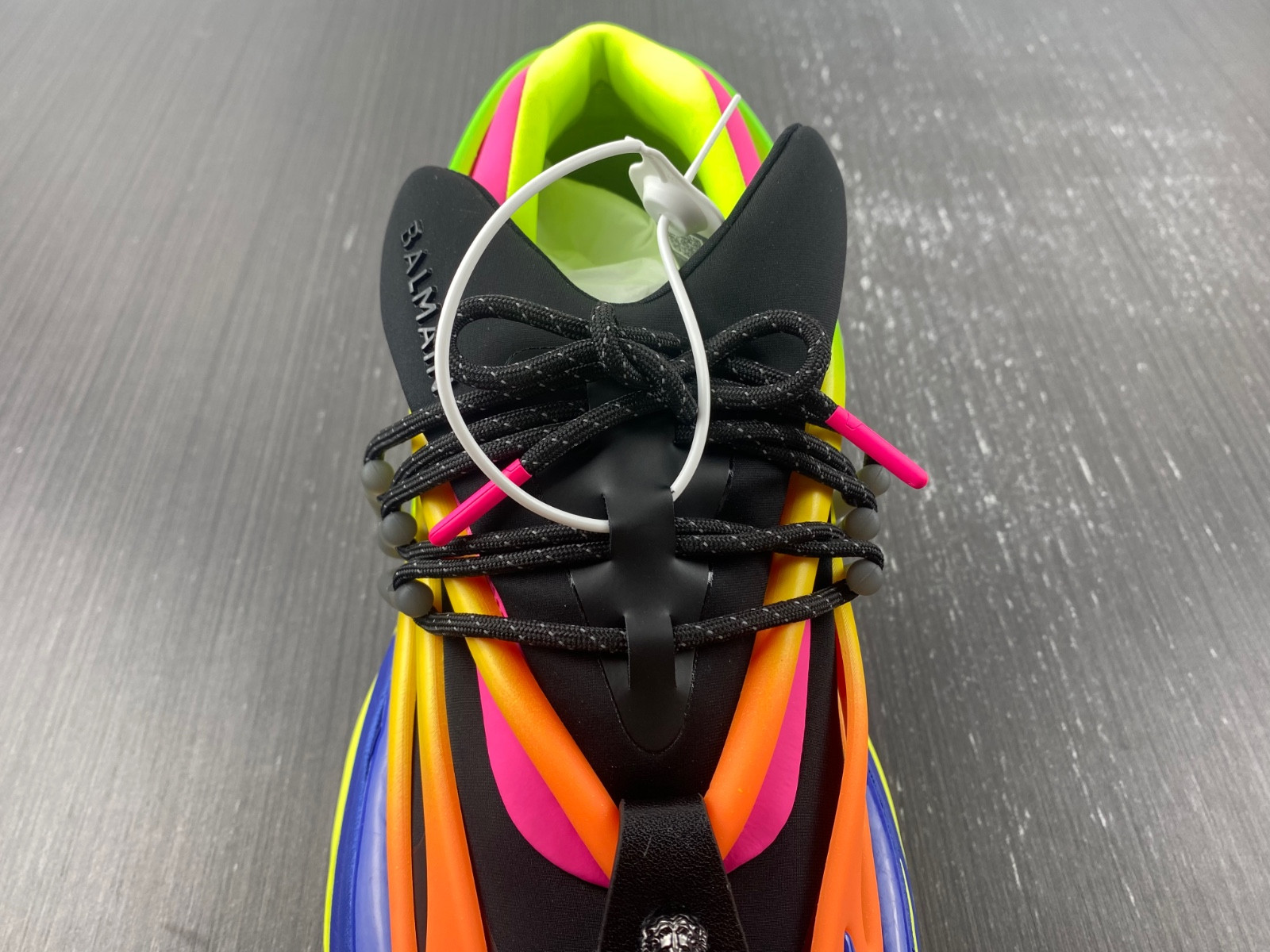 BALMAIN NEOPRENE AND LEATHER UNICORN LOW-TOP SNEAKERS