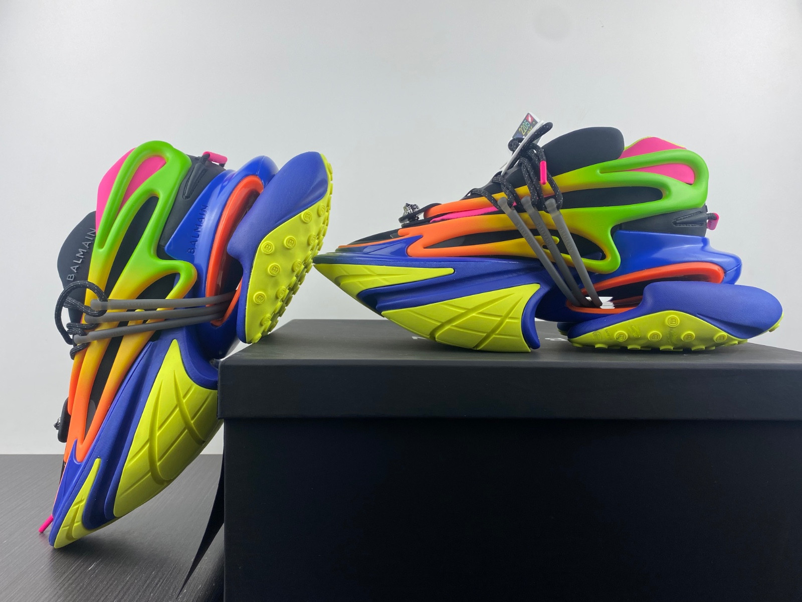 BALMAIN NEOPRENE AND LEATHER UNICORN LOW-TOP SNEAKERS