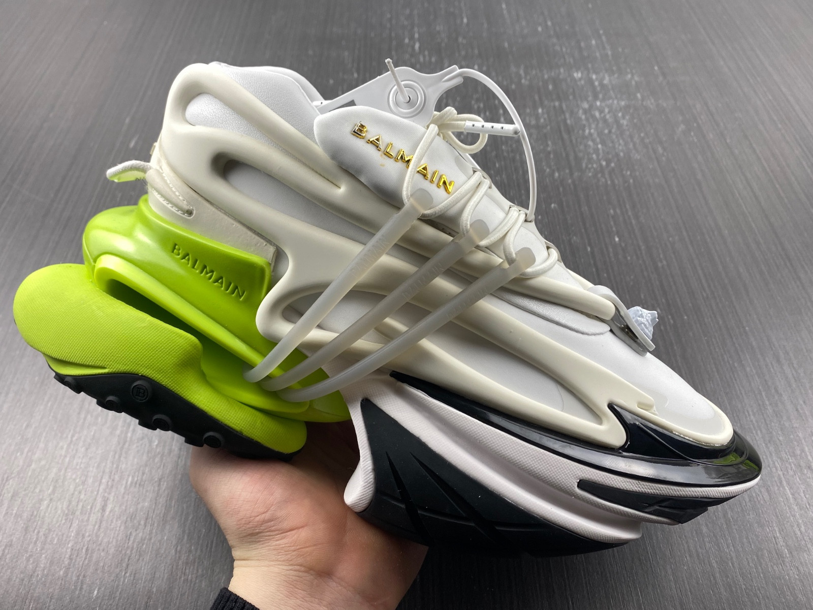 BALMAIN NEOPRENE AND LEATHER UNICORN LOW-TOP SNEAKERS